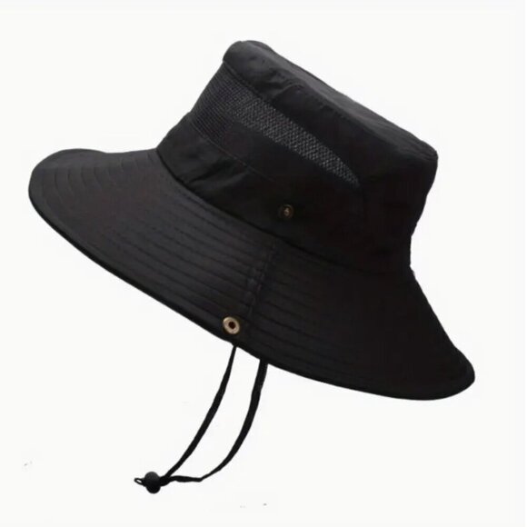 Black Vented Summer Hat - Picture 1 of 2